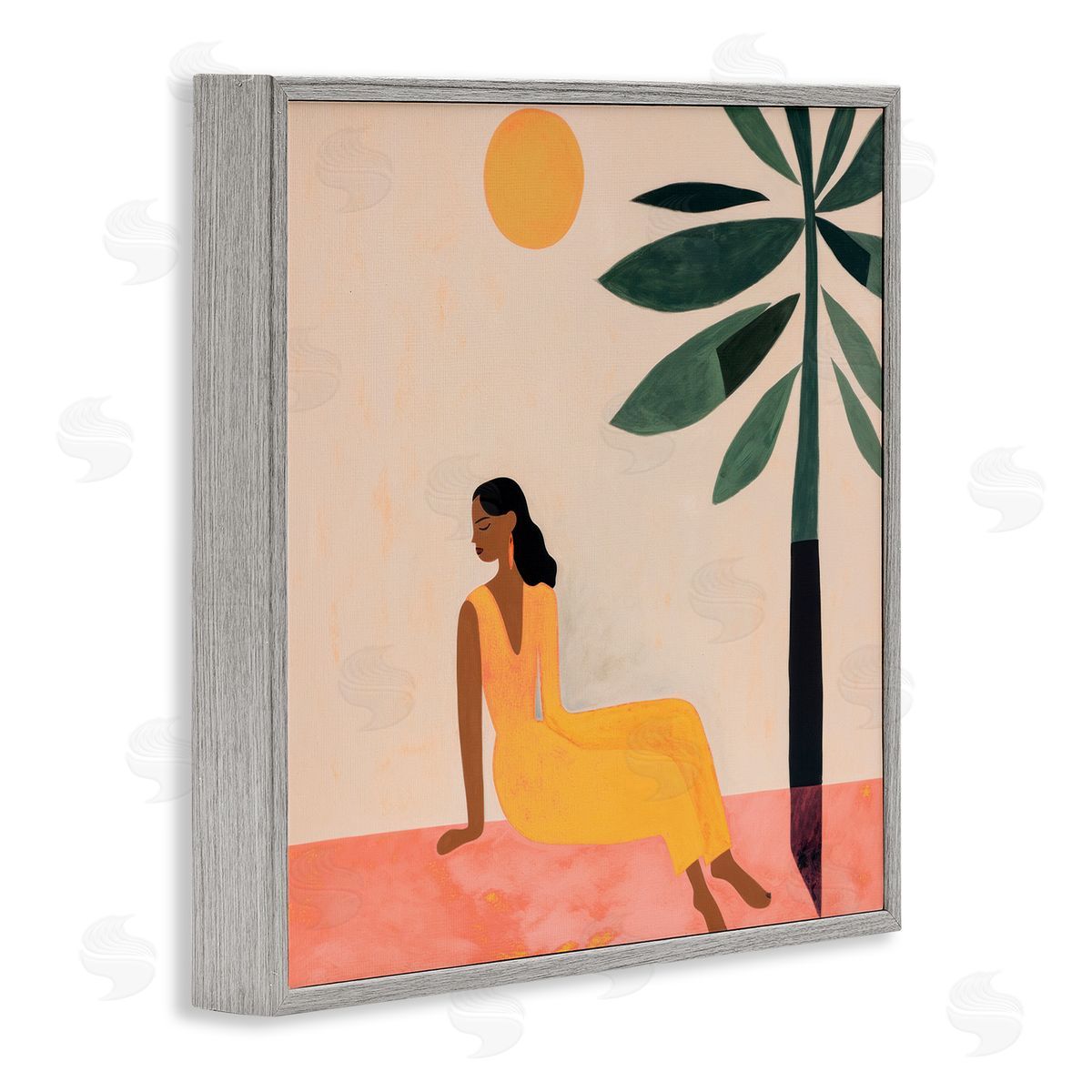 Lazar Studio Tropical Boho Woman Gray Framed Giclee Wall Art Print