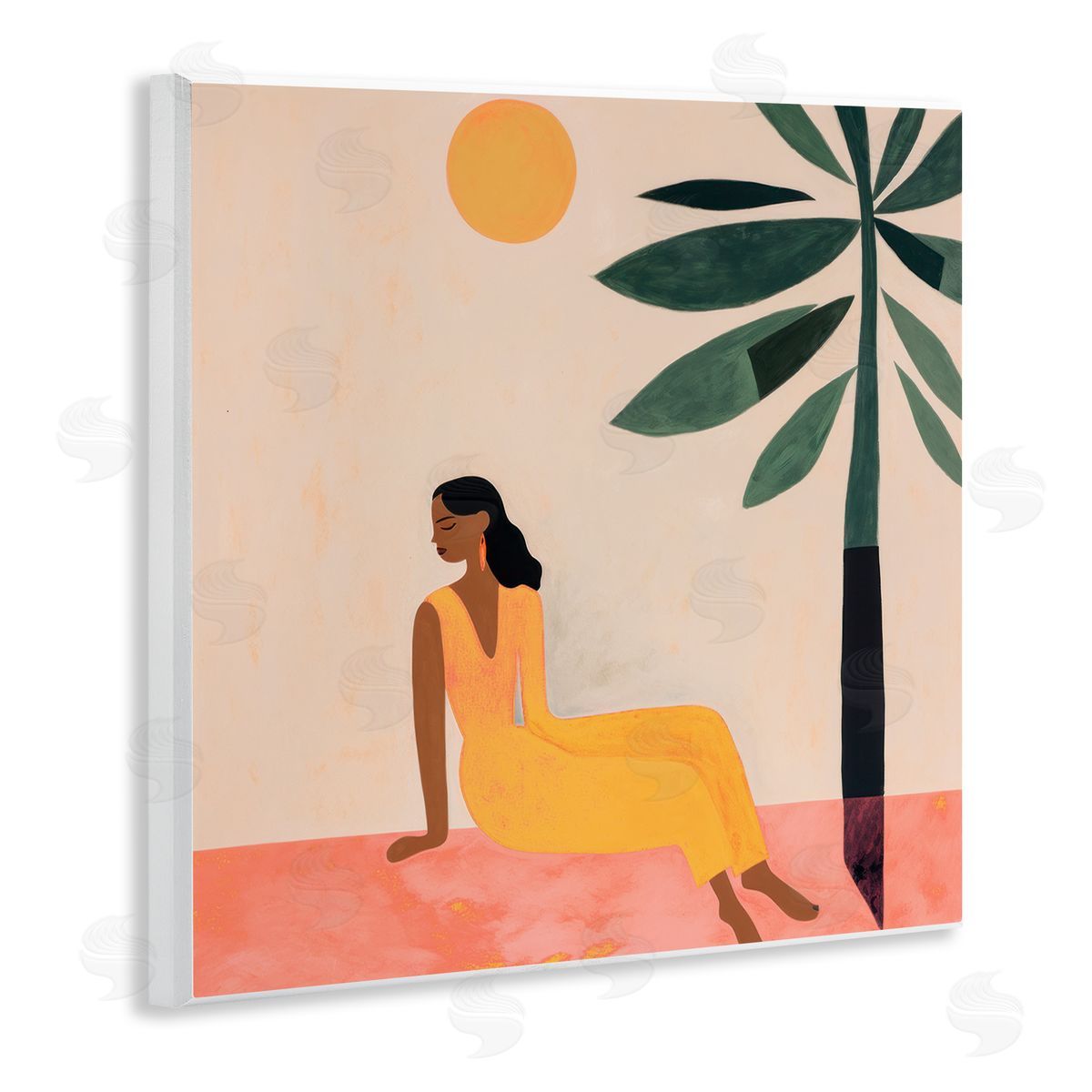 Lazar Studio Tropical Boho Woman Wooden Wall Plaque Art Print