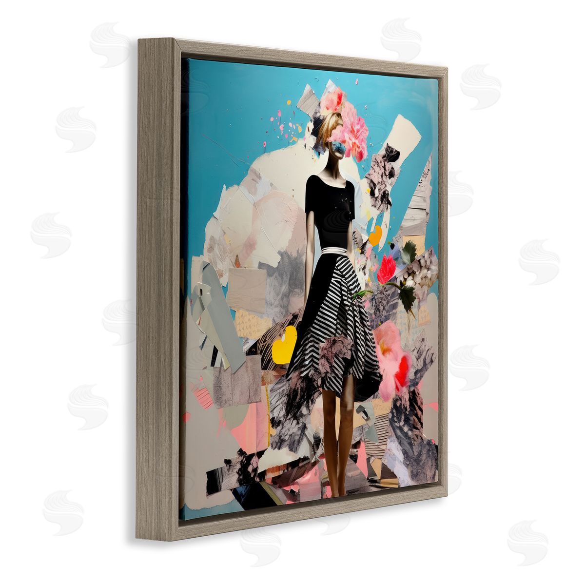 Irena Orlov Surreal Collage Woman Brown Floating Frame Canvas Wall Art Print