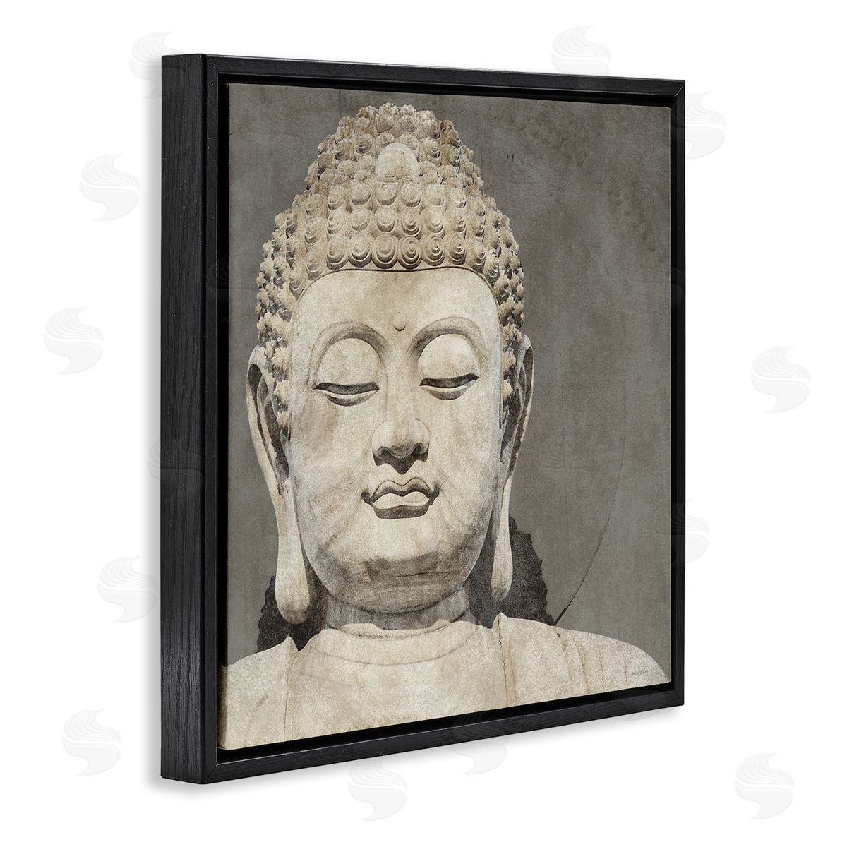 Amber Sterling Rustic Buddha Portrait Black Floating Frame Canvas Wall Art Print