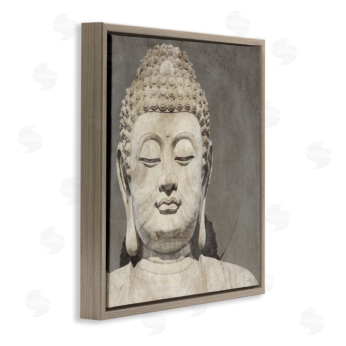 Amber Sterling Rustic Buddha Portrait Brown Floating Frame Canvas Wall Art Print