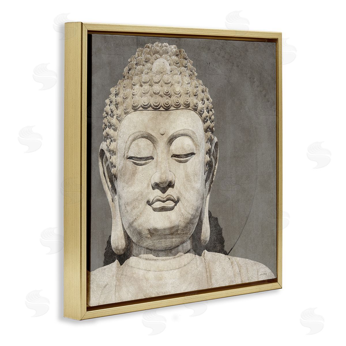 Amber Sterling Rustic Buddha Portrait Gold Floating Frame Canvas Wall Art Print