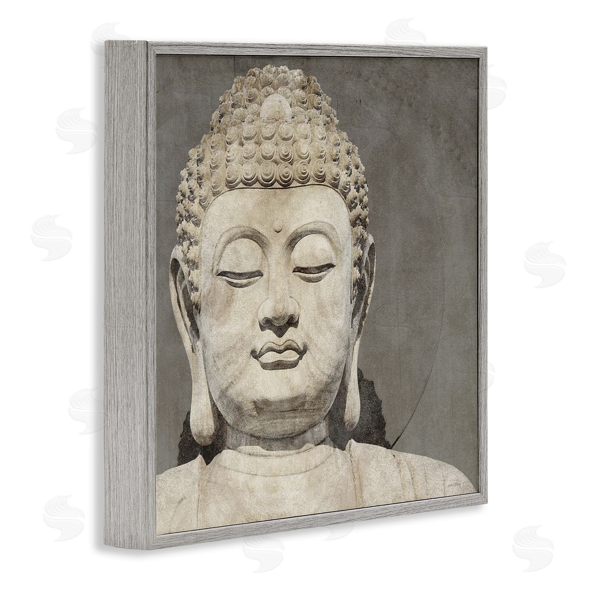 Amber Sterling Rustic Buddha Portrait Gray Framed Giclee Wall Art Print