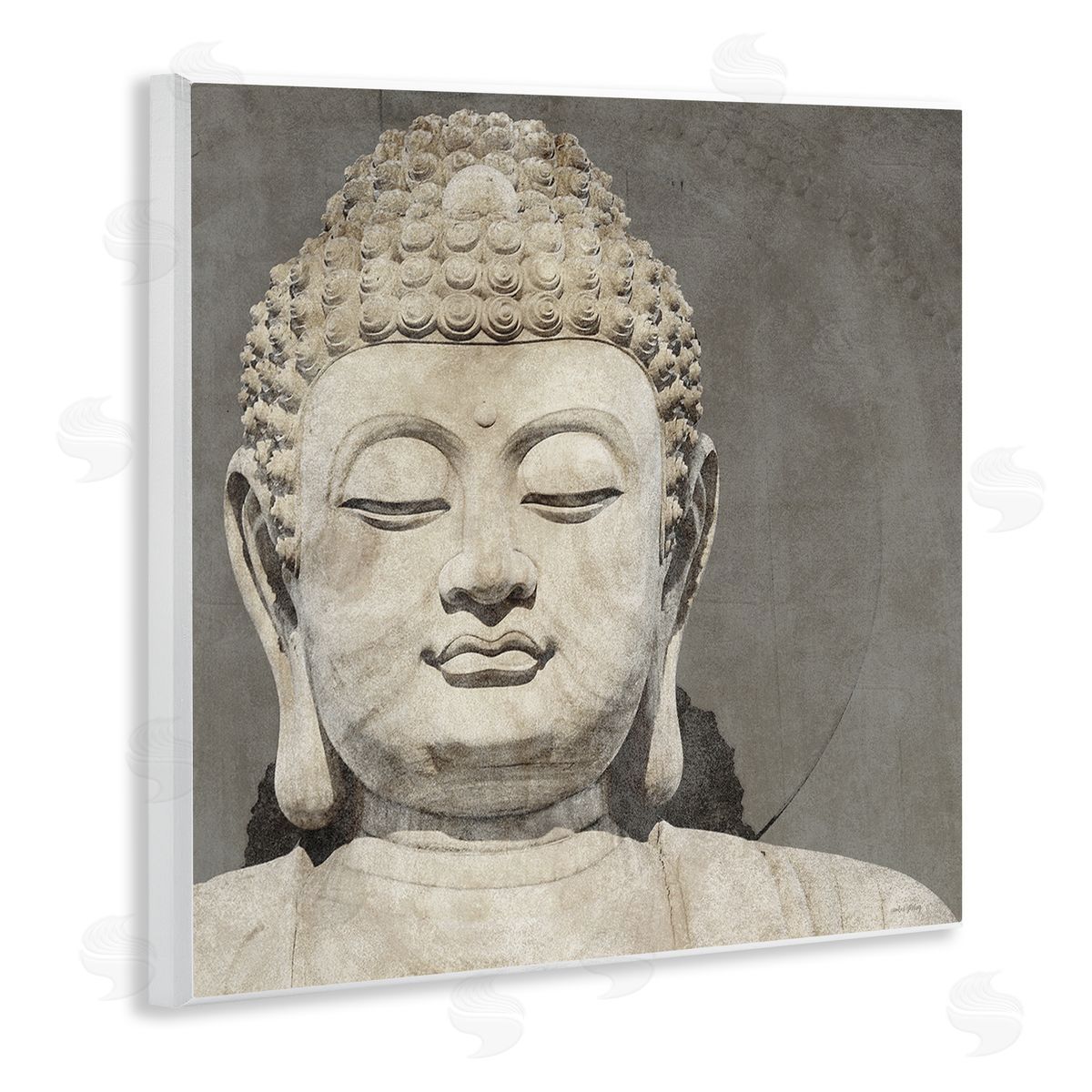 Amber Sterling Rustic Buddha Portrait Wooden Wall Plaque Art Print