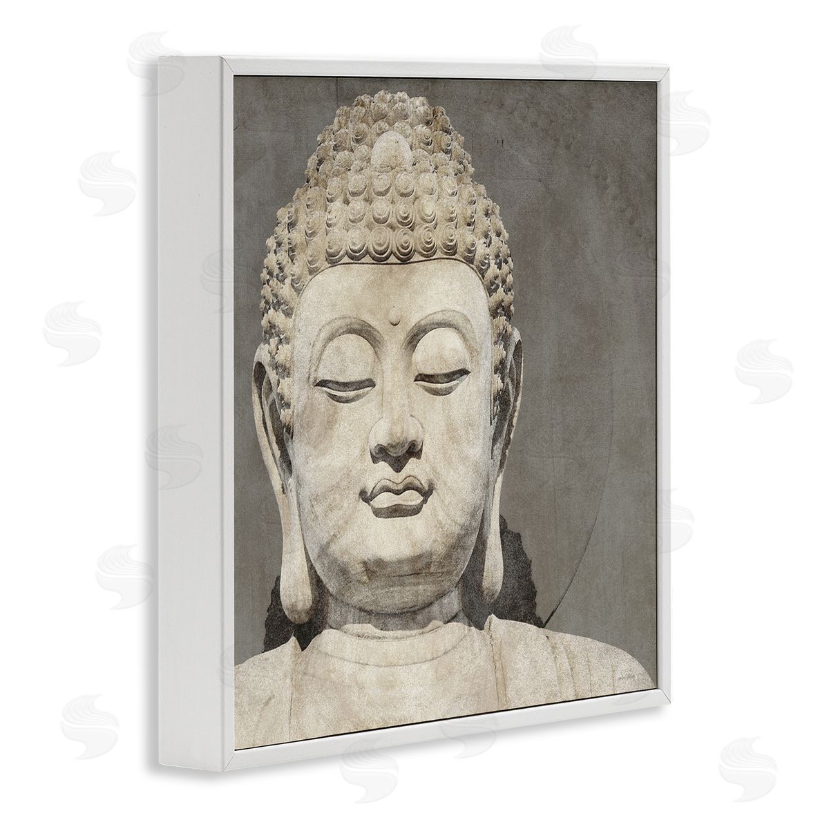 Amber Sterling Rustic Buddha Portrait White Framed Giclee Wall Art Print