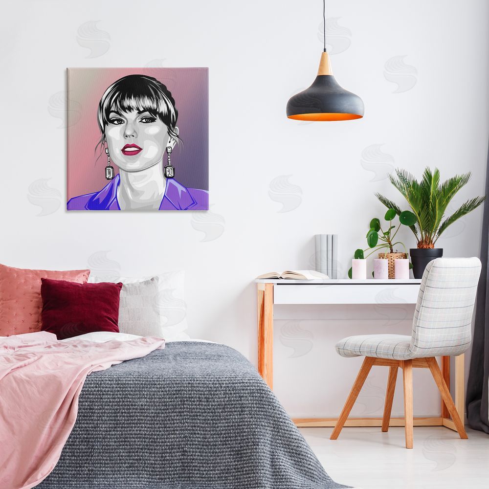 Birch & Ink Taylor Wearing Purple Canvas Wall Art Print in Room