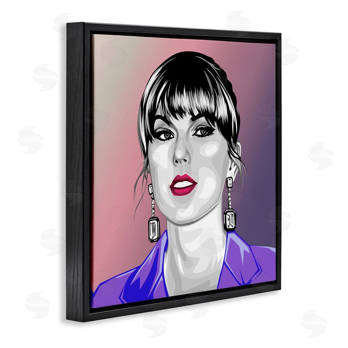 Birch & Ink Taylor Wearing Purple Black Floating Frame Canvas Wall Art Print