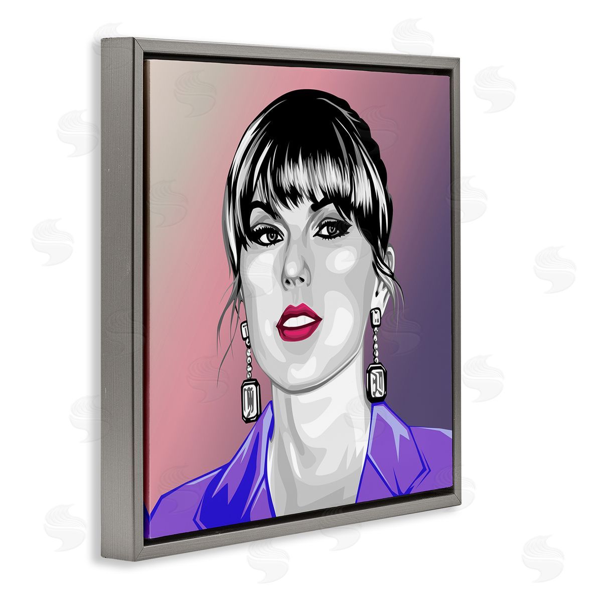 Birch & Ink Taylor Wearing Purple Gray Floating Frame Canvas Wall Art Print