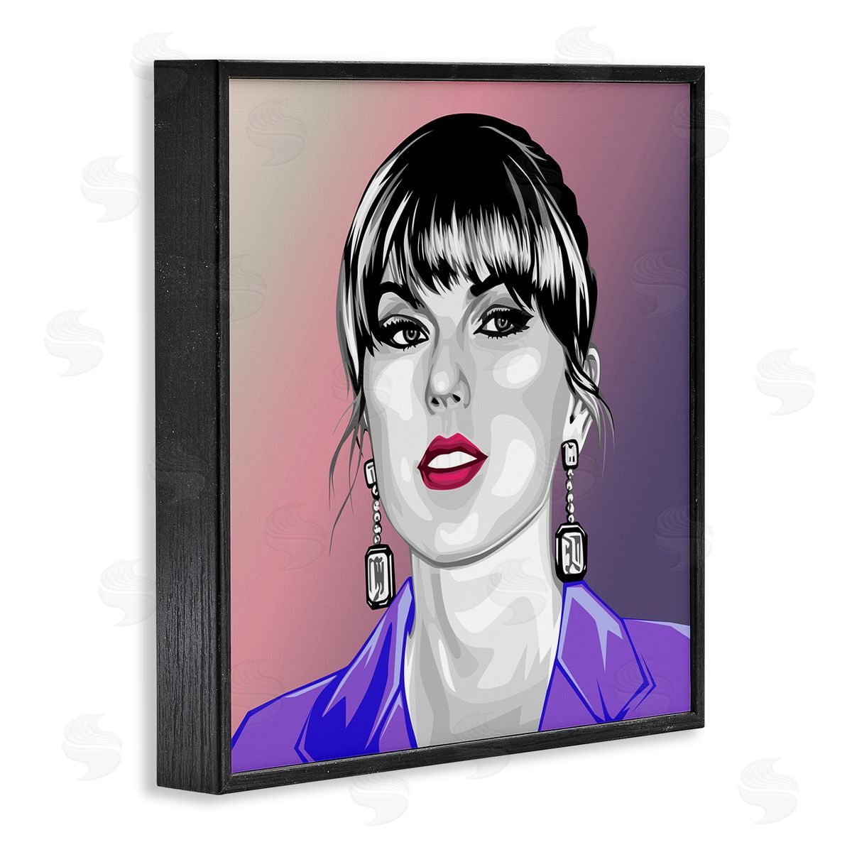 Birch & Ink Taylor Wearing Purple Black Framed Giclee Wall Art Print