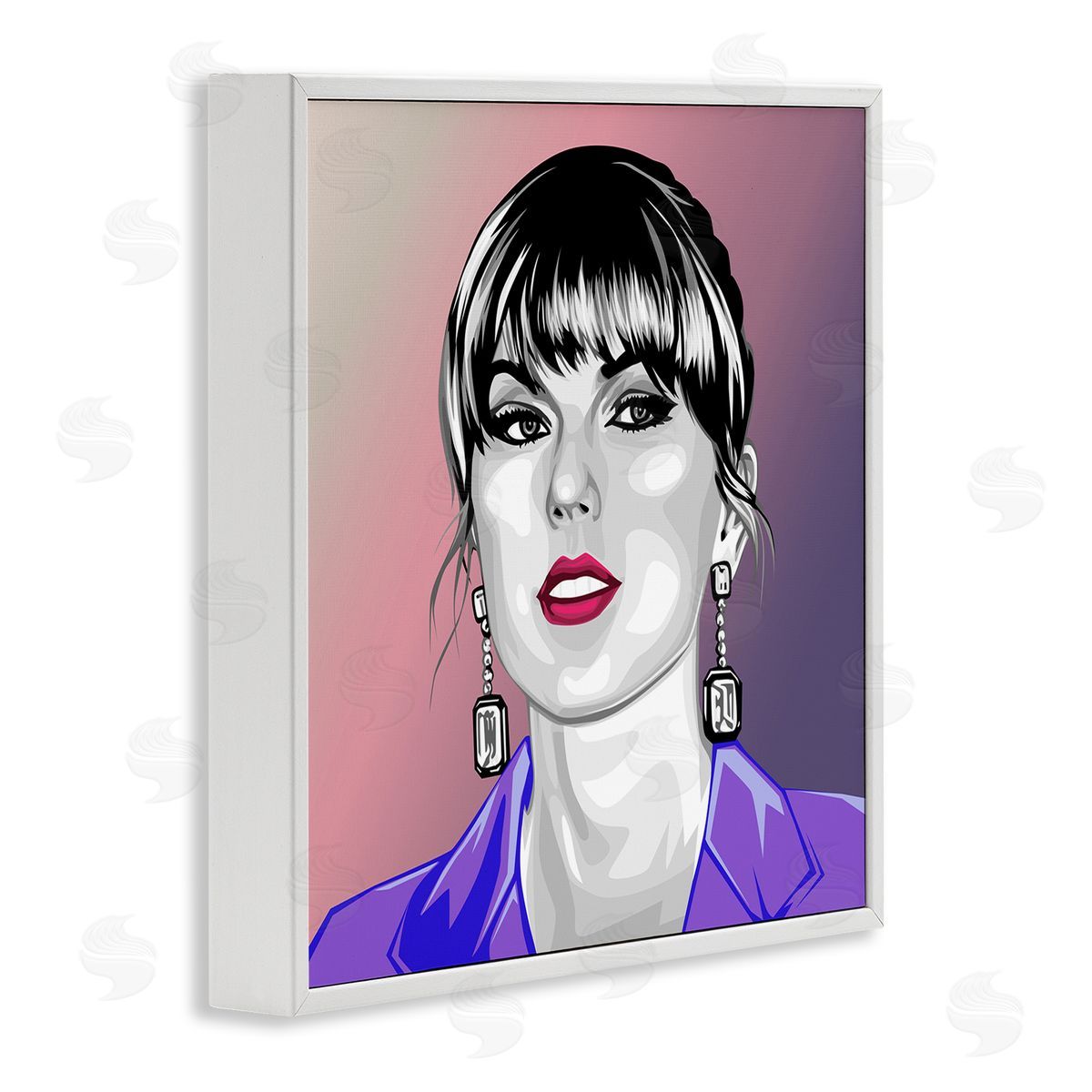 Birch & Ink Taylor Wearing Purple White Framed Giclee Wall Art Print