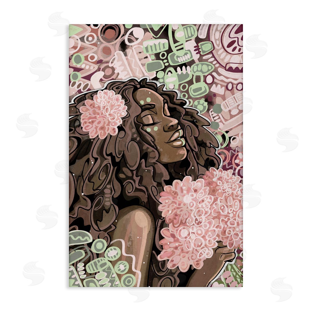 Expressive Patterned Woman Canvas Wall Art, Home Decor by Justin Copeland