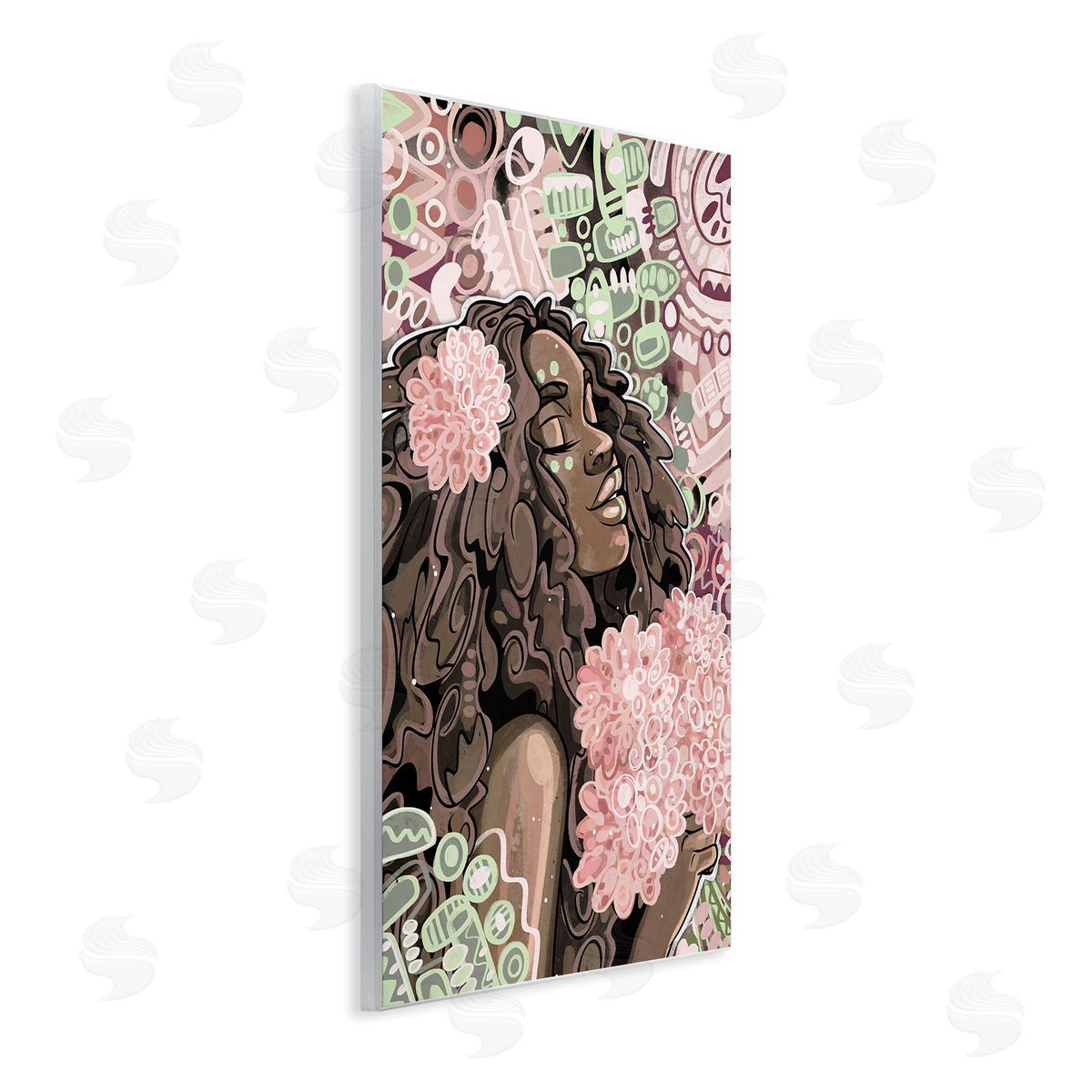 Expressive Patterned Woman Wood Plaque Wall Art, Home Decor by Justin Copeland