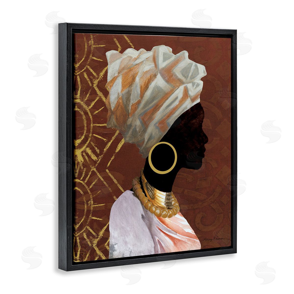 Traditional Portrait of Woman Black Floating Frame Canvas Wall Art, Home Decor by Cloverfield and Co.