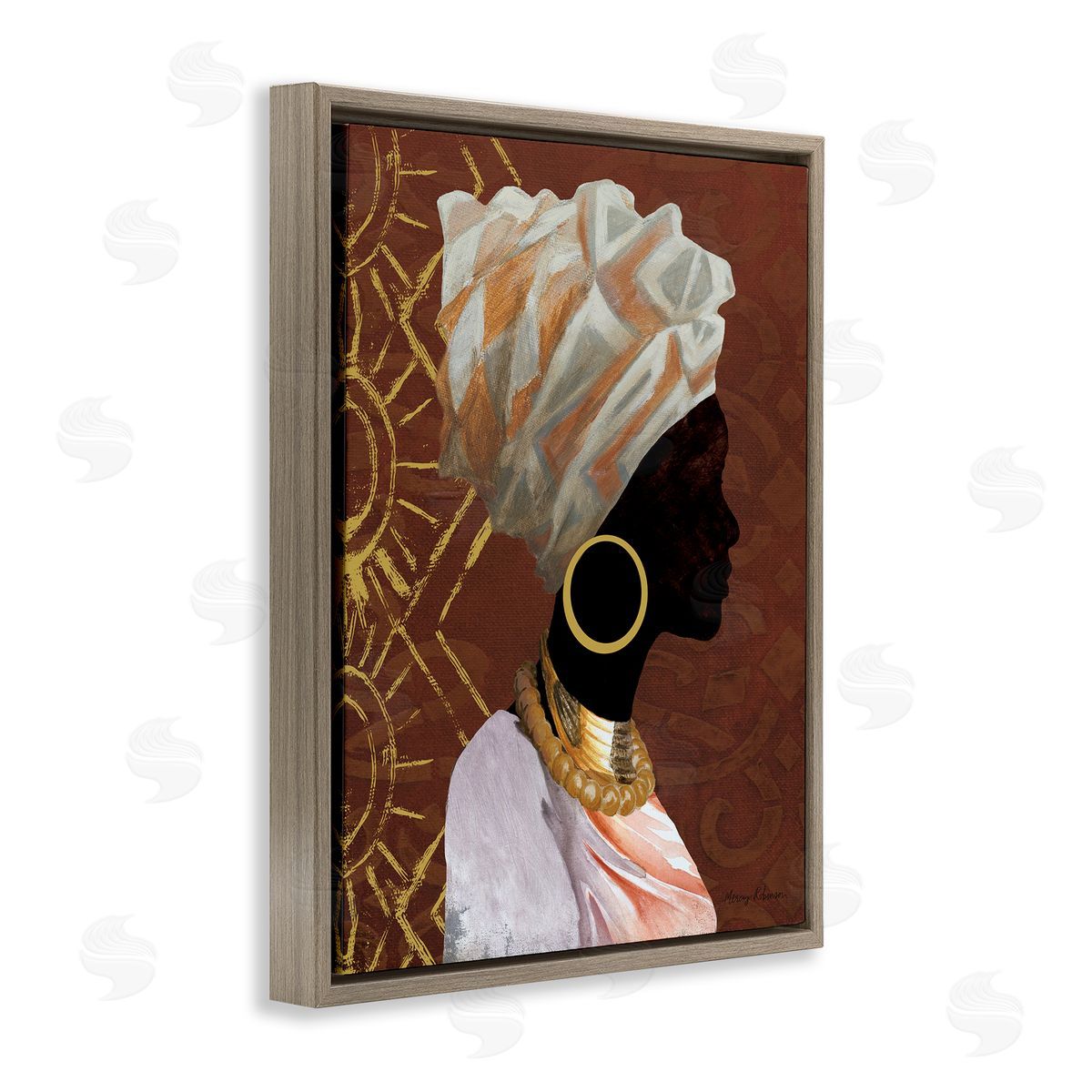 Traditional Portrait of Woman Brown Floating Frame Canvas Wall Art, Home Decor by Cloverfield and Co.