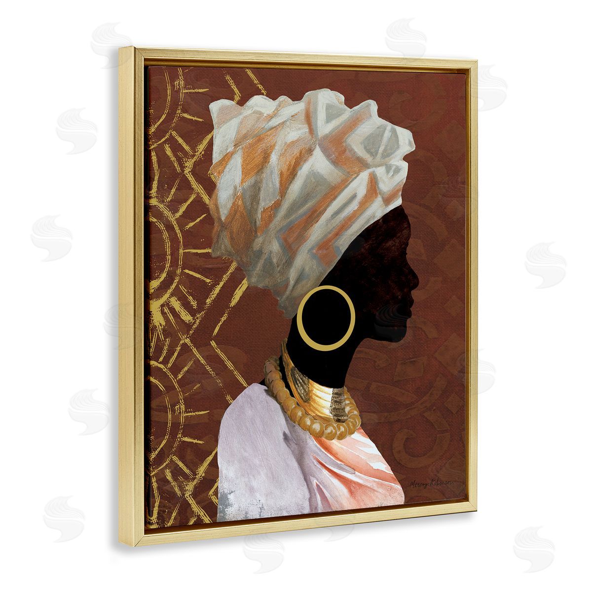 Traditional Portrait of Woman Gold Floating Frame Canvas Wall Art, Home Decor by Cloverfield and Co.