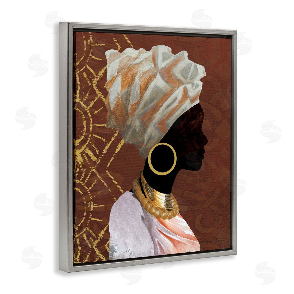 Traditional Portrait of Woman Grey Floating Frame Canvas Wall Art, Home Decor by Cloverfield and Co.