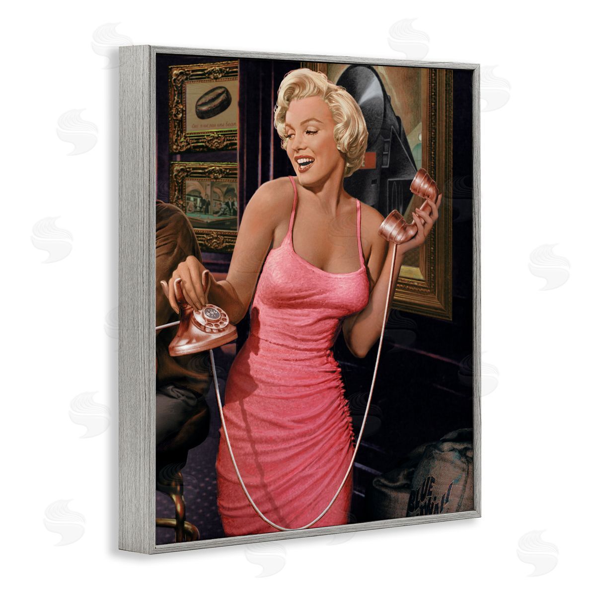 Marilyn's Call Portrait Grey Frame Print Wall Art, Home Decor by Jadei Graphics