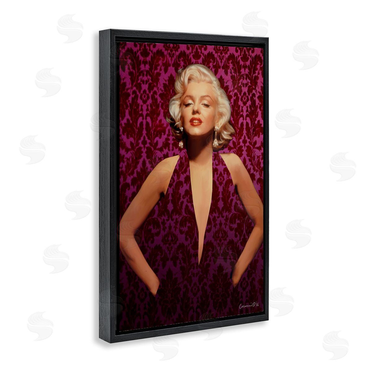Victorian Patterned Marilyn Black Floating Frame Canvas Wall Art, Home Decor by Jadei Graphics