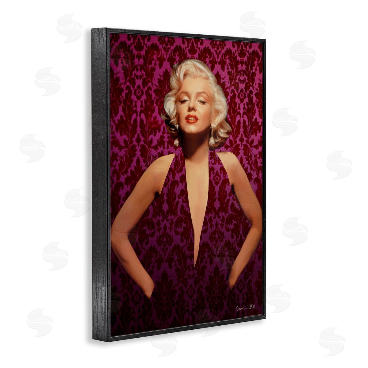 Victorian Patterned Marilyn Black Frame Print Wall Art, Home Decor by Jadei Graphics