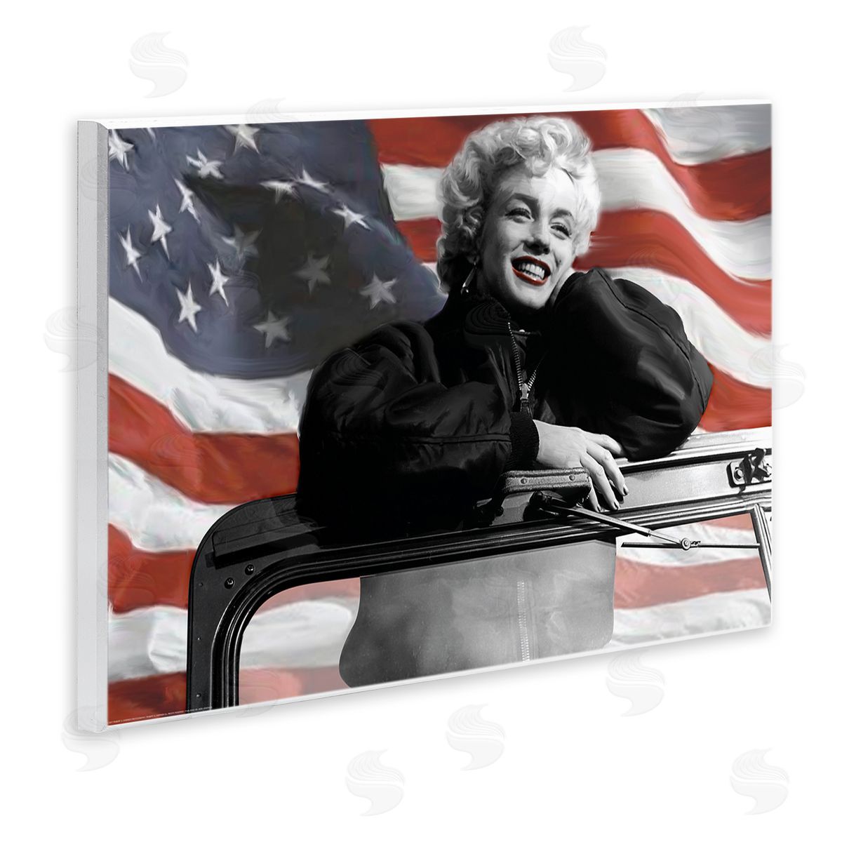 Jadei Graphics Marilyn & Waving Flag Wooden Wall Plaque Art Print