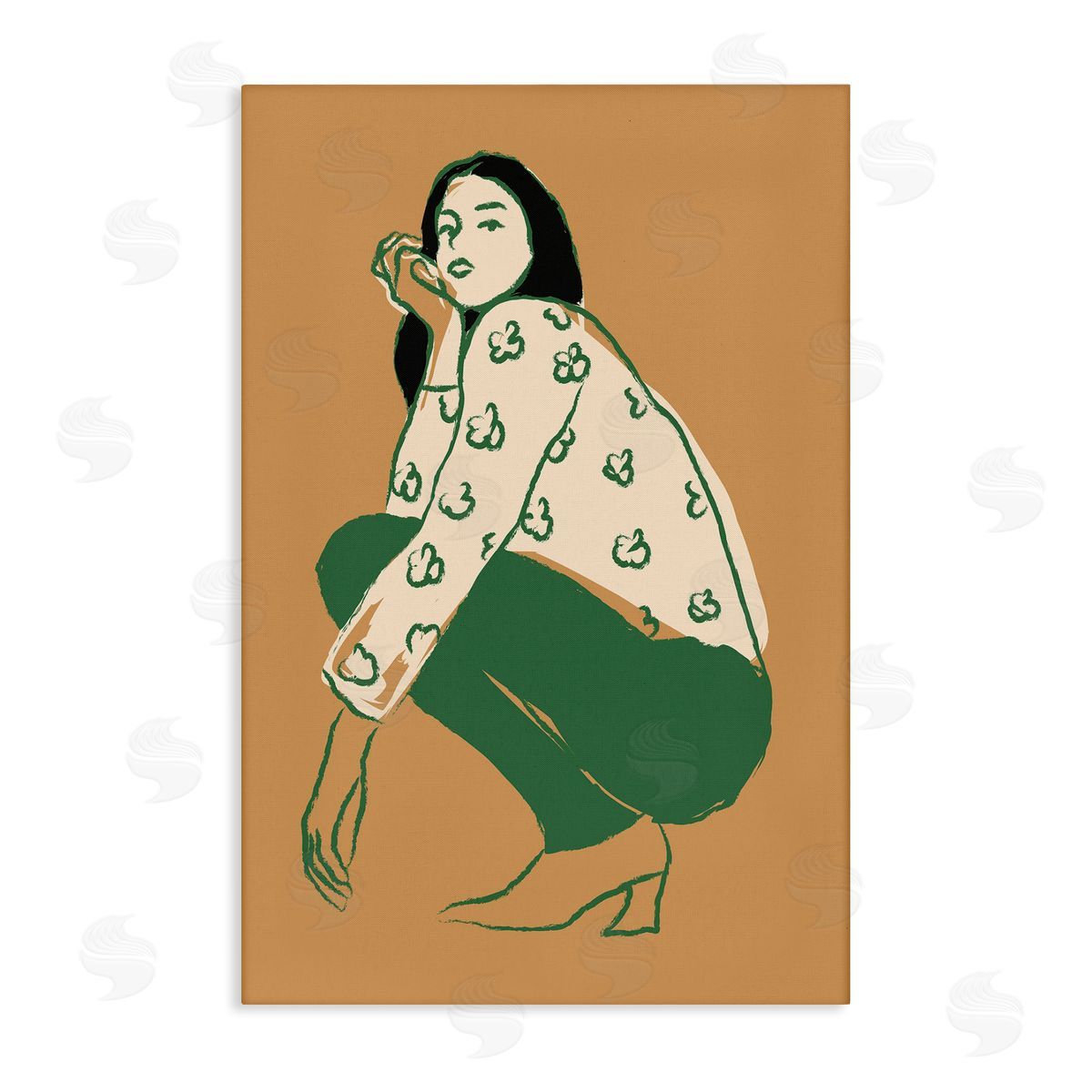 Fashion Girl Kneeling Canvas Wall Art, Home Decor by Incado
