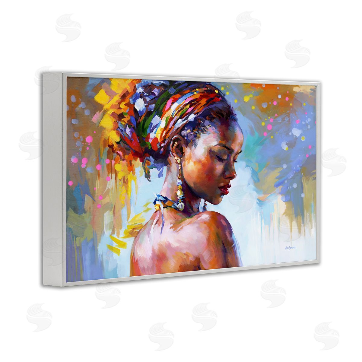 Leon Devenice African Beauty Portrait White Framed Giclee Wall Art Print