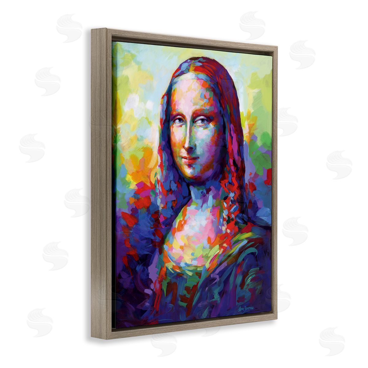 Abstract Classic Painting Brown Floating Frame Canvas Wall Art, Home Decor by Leon Devenice