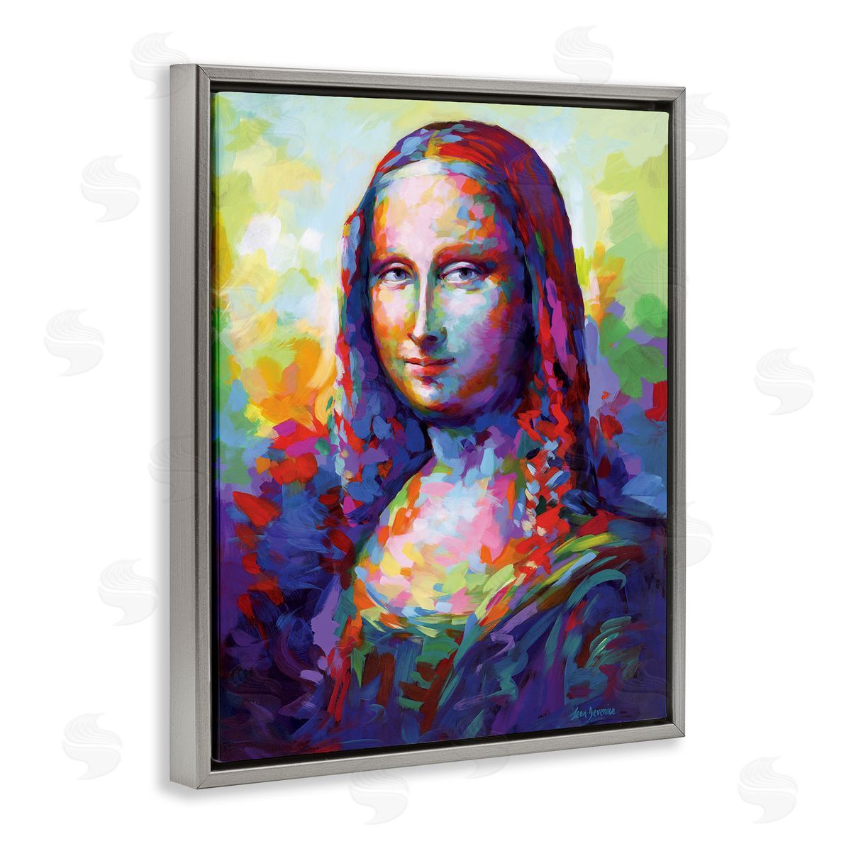 Abstract Classic Painting Grey Floating Frame Canvas Wall Art, Home Decor by Leon Devenice