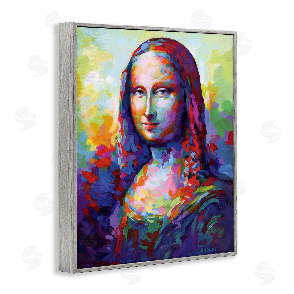 Abstract Classic Painting Grey Frame Print Wall Art, Home Decor by Leon Devenice