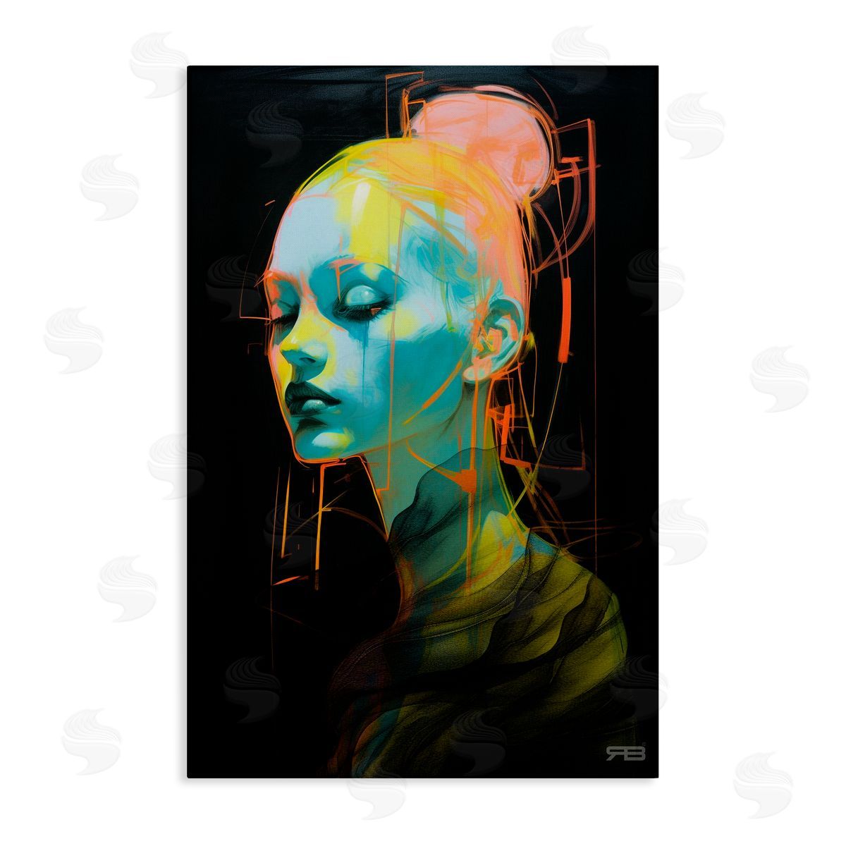 Bold Modern Visage Canvas Wall Art, Home Decor by Roozbeh Bahramali