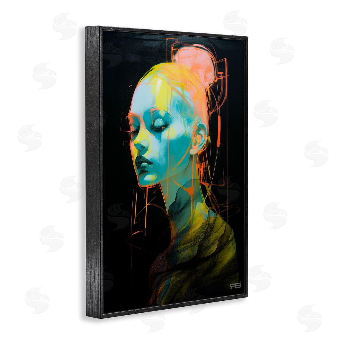 Bold Modern Visage Black Frame Print Wall Art, Home Decor by Roozbeh Bahramali