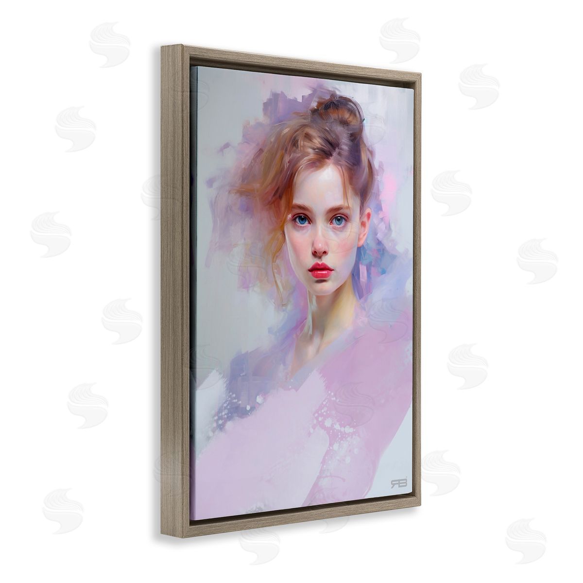 Soft Portrait of Woman Brown Floating Frame Canvas Wall Art, Home Decor by Roozbeh Bahramali