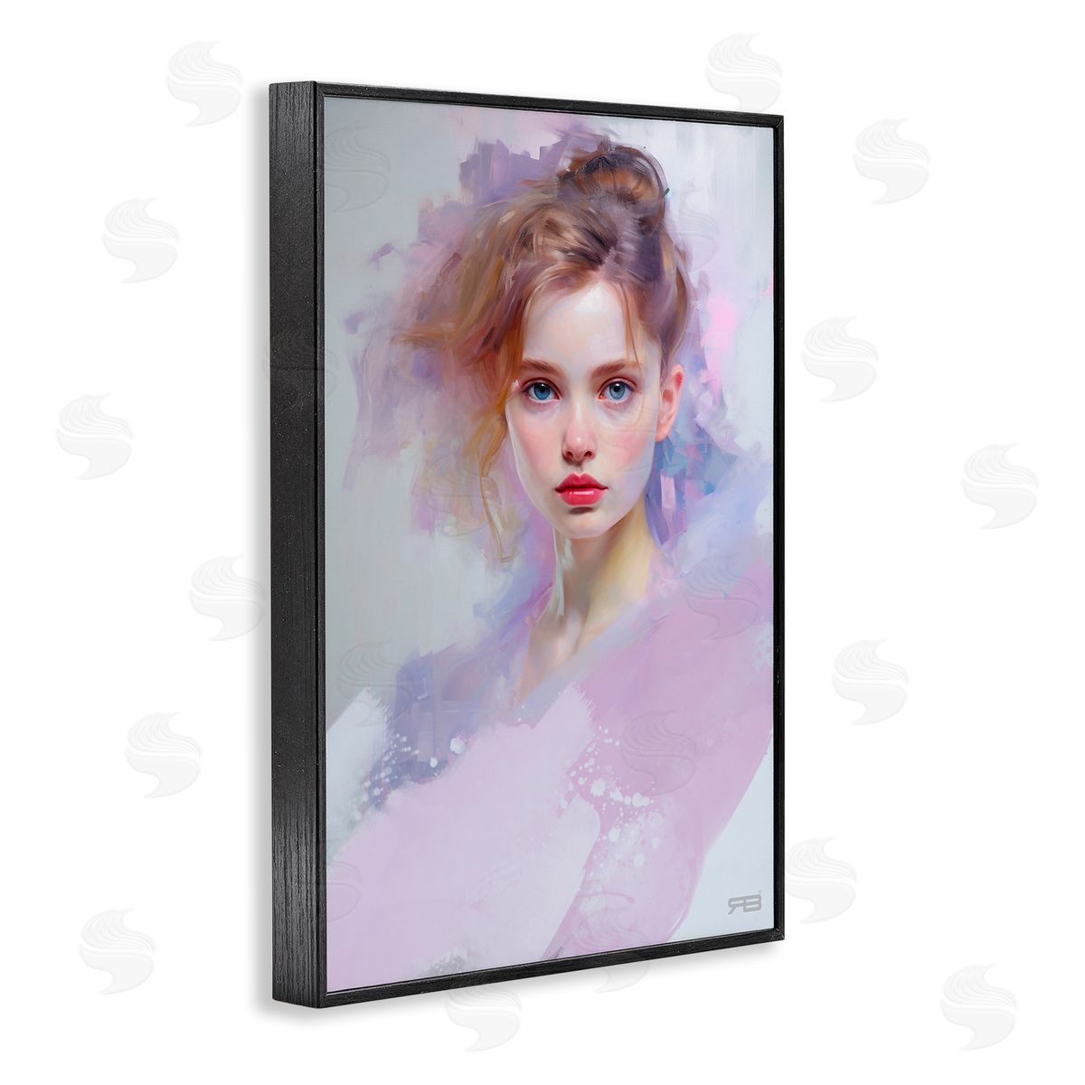 Soft Portrait of Woman Black Frame Print Wall Art, Home Decor by Roozbeh Bahramali
