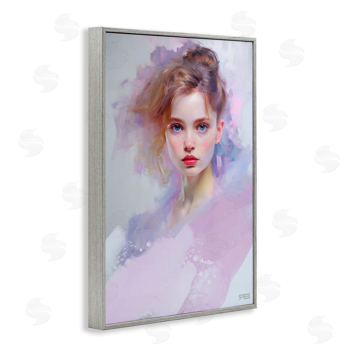 Soft Portrait of Woman Grey Frame Print Wall Art, Home Decor by Roozbeh Bahramali