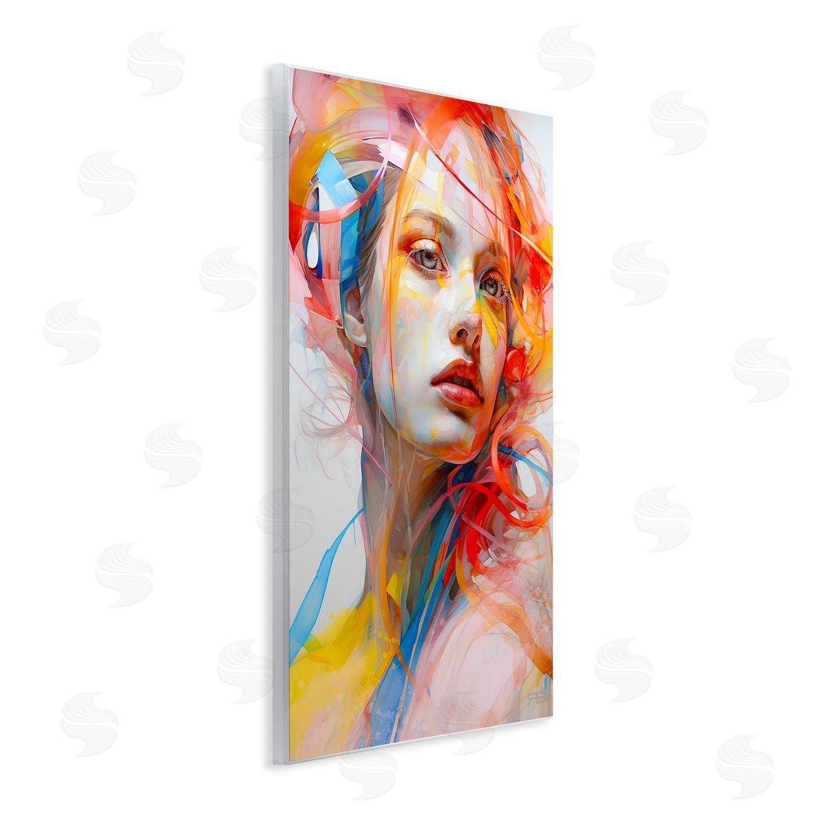 Swirling Hair Portrait Wood Plaque Wall Art, Home Decor by Roozbeh Bahramali