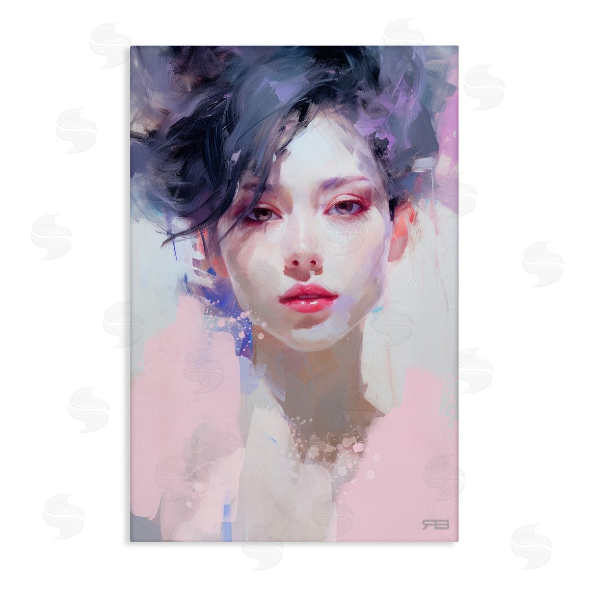 Purple Haired Woman Canvas Wall Art, Home Decor by Roozbeh Bahramali