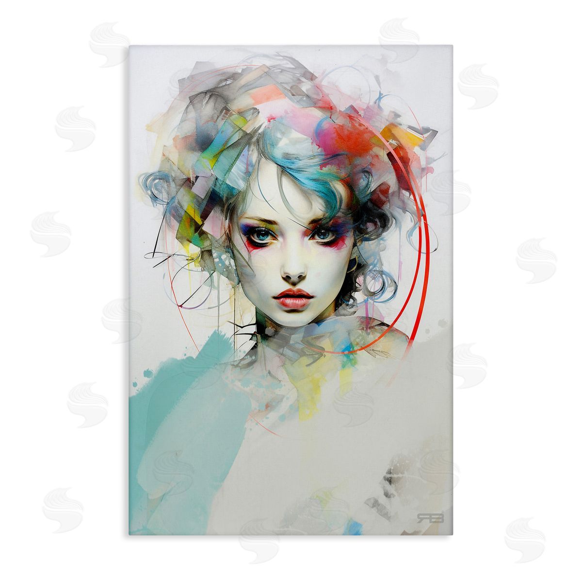 Abstract Hair Visage Canvas Wall Art, Home Decor by Roozbeh Bahramali