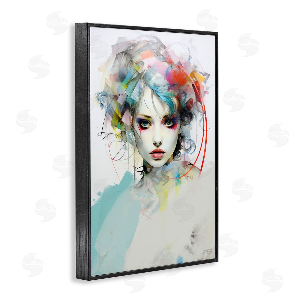 Abstract Hair Visage Black Frame Print Wall Art, Home Decor by Roozbeh Bahramali