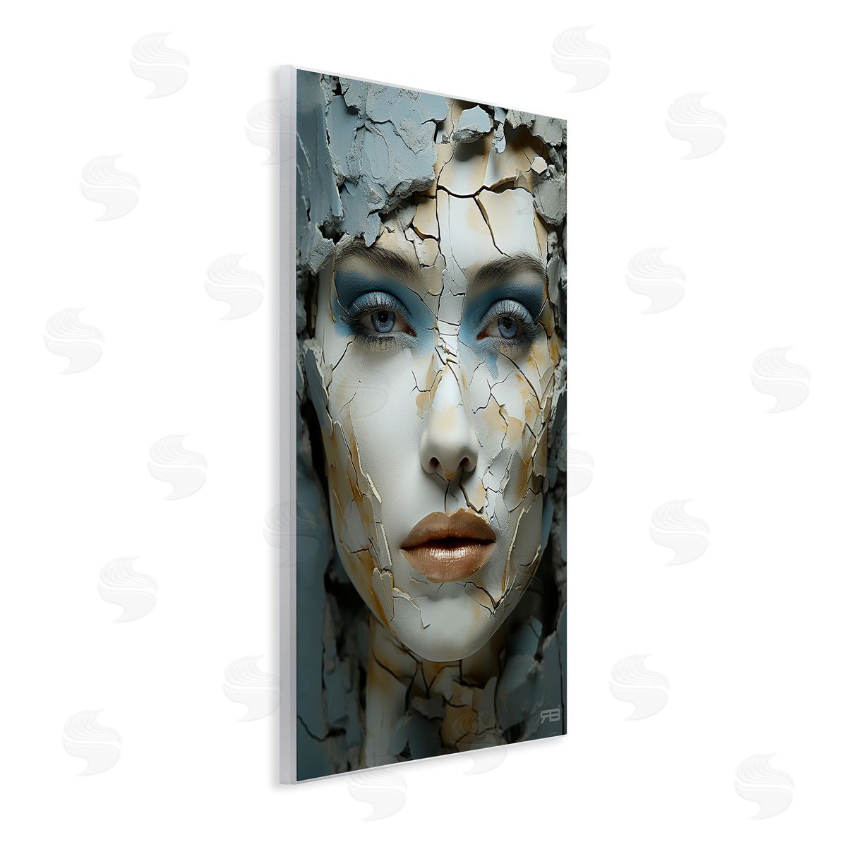 Cracked Face Abstraction Wood Plaque Wall Art, Home Decor by Roozbeh Bahramali