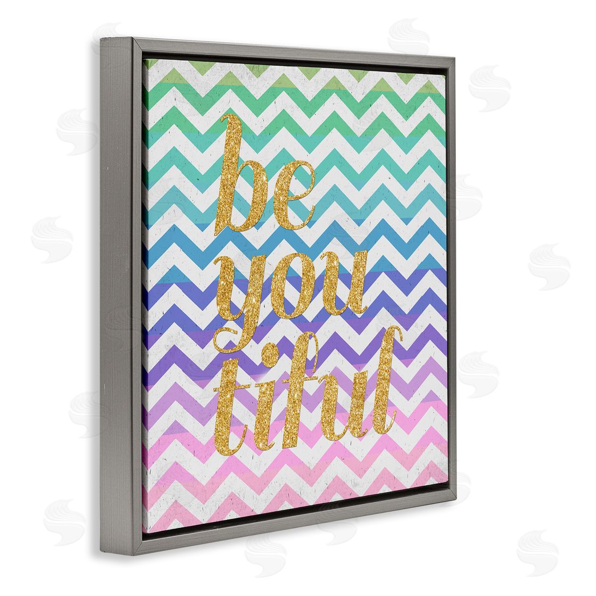 SD Graphics Studio Chevron Beautiful Phrase Gray Floating Frame Canvas Wall Art Print