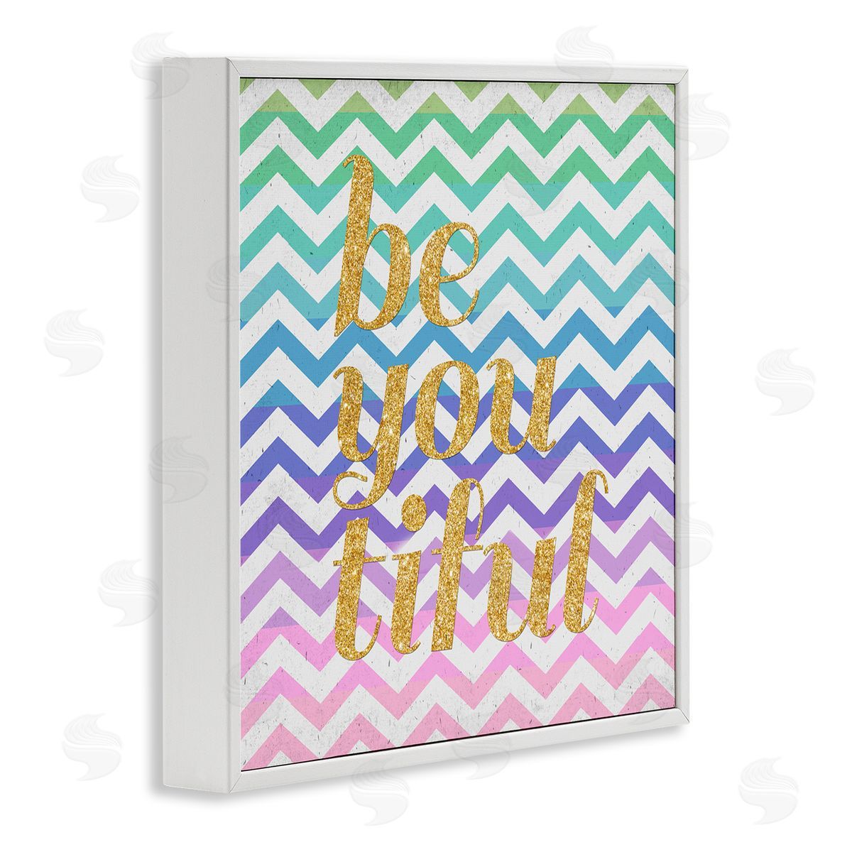 SD Graphics Studio Chevron Beautiful Phrase White Framed Giclee Wall Art Print