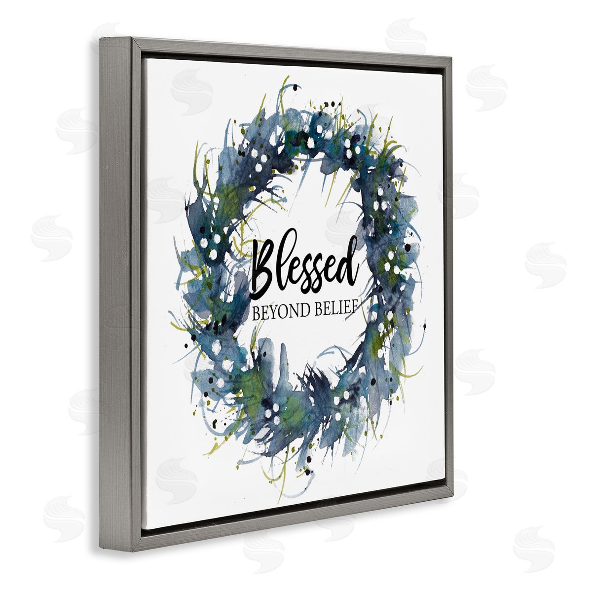 Krinlox Blessed Beyond Belief Gray Floating Frame Canvas Wall Art Print
