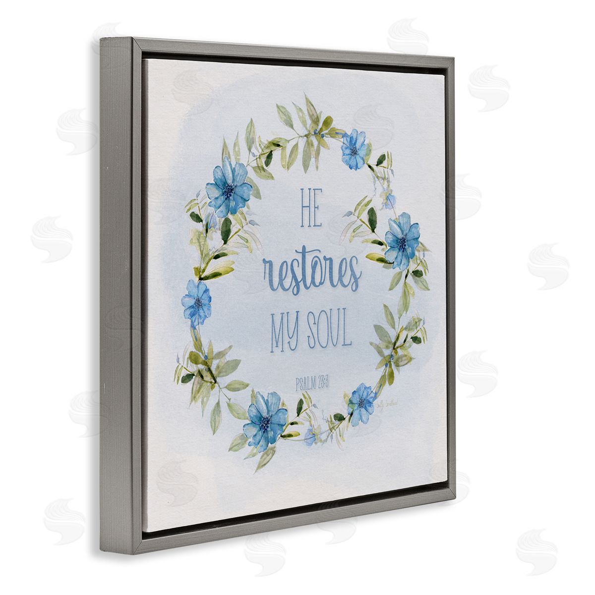 Sally Swatland Restores My Soul Proverb Gray Floating Frame Canvas Wall Art Print