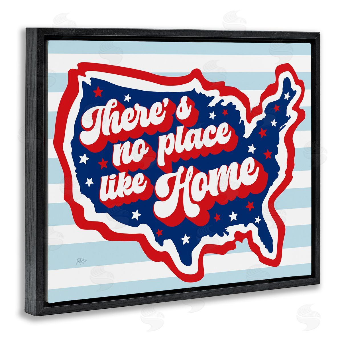 No Place Like Home Black Floating Frame Canvas Wall Art, Home Decor by Natalie Carpentieri