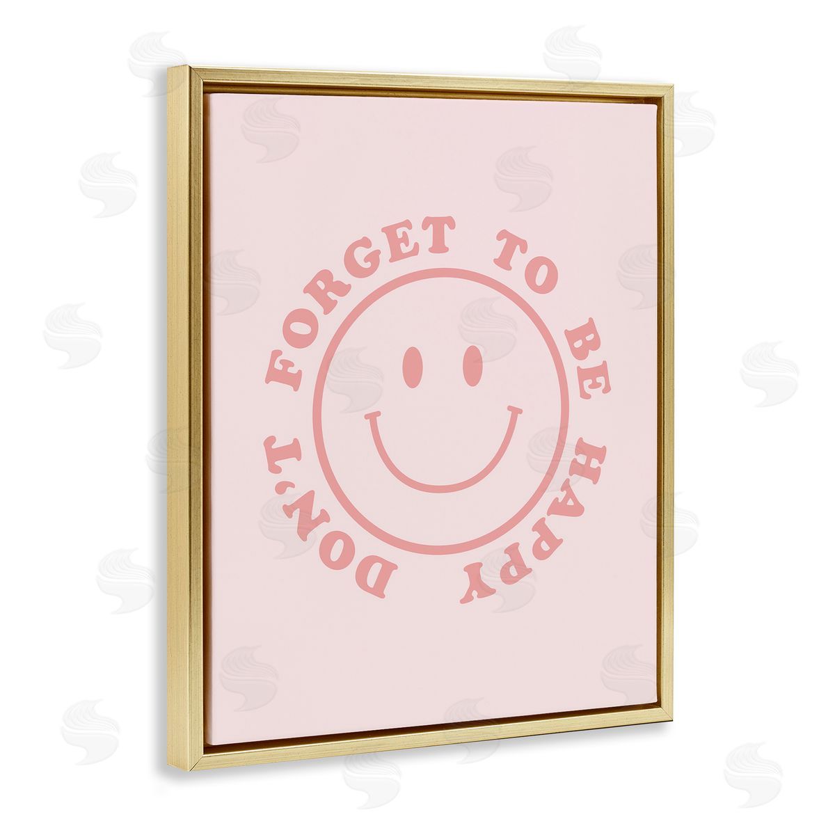 CAD Designs Don't Forget Be Happy Gold Floating Frame Canvas Wall Art Print