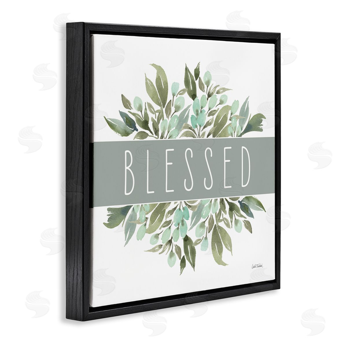 Leslie Trimbach Blessed Cottage Florals Black Floating Frame Canvas Wall Art Print
