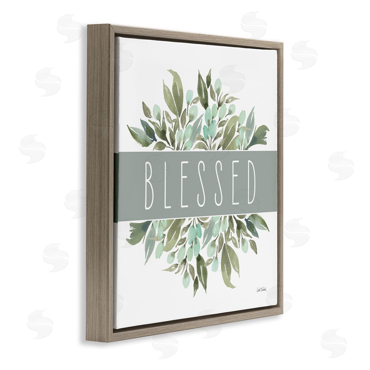 Leslie Trimbach Blessed Cottage Florals Brown Floating Frame Canvas Wall Art Print