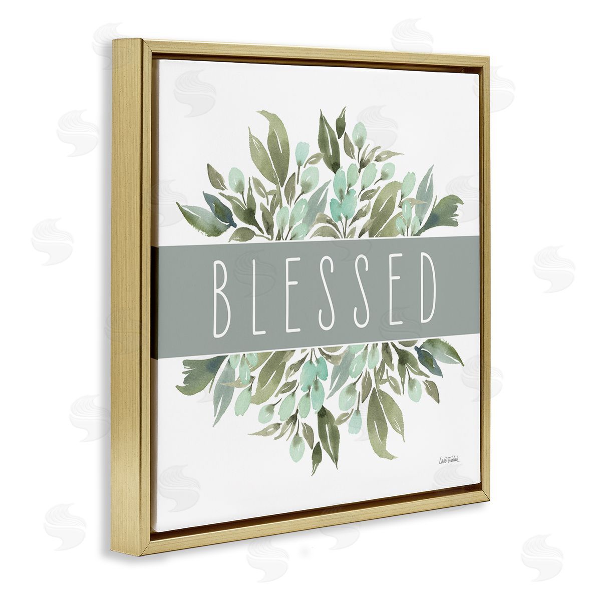 Leslie Trimbach Blessed Cottage Florals Gold Floating Frame Canvas Wall Art Print