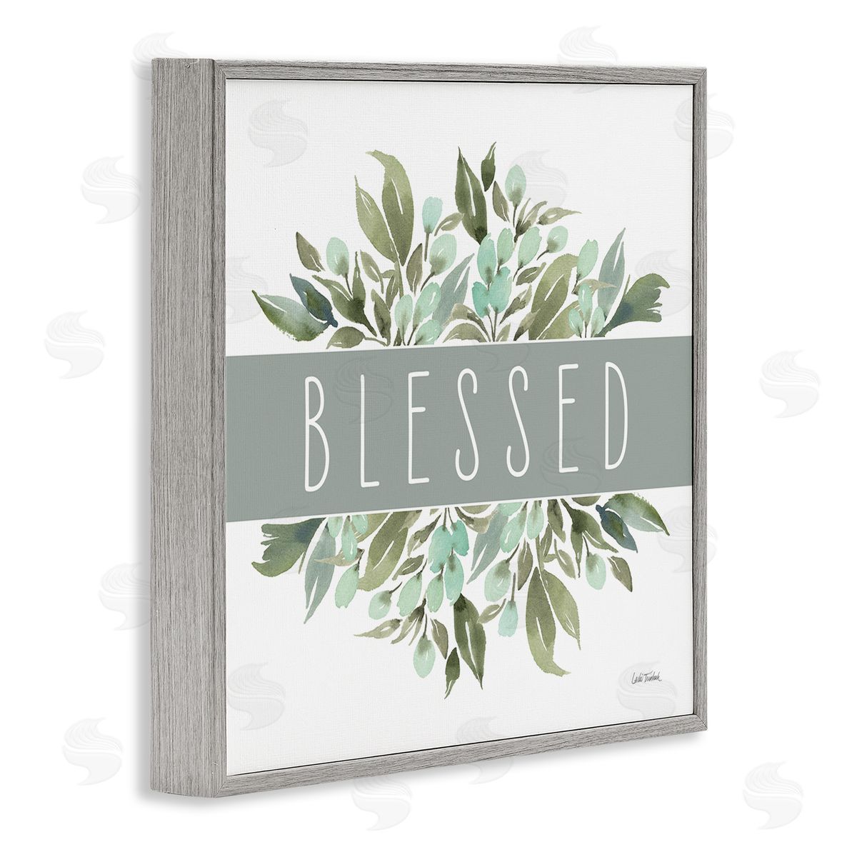 Leslie Trimbach Blessed Cottage Florals Gray Framed Giclee Wall Art Print