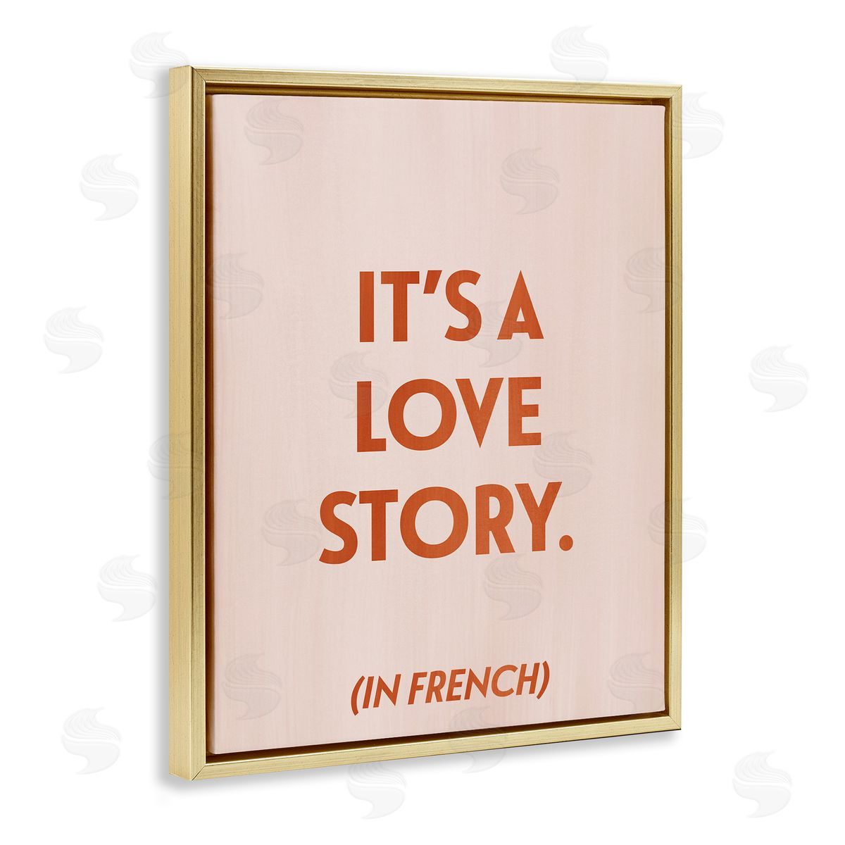 Love Story In French Gold Floating Frame Canvas Wall Art, Home Decor by Grace Popp